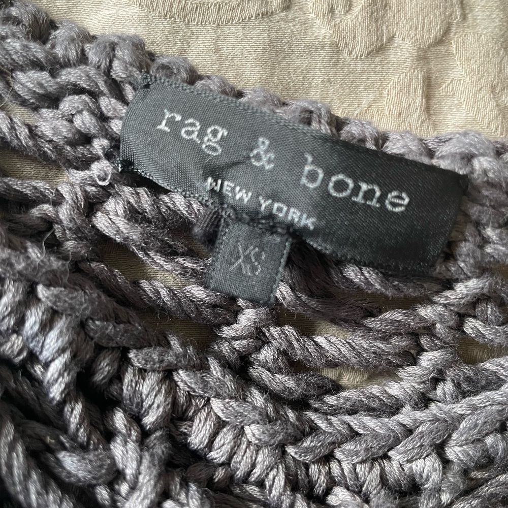 Rag & Bone Thick Dark Gray Open-Knit Cotton Silk Sweater Shirt XS - Picture 7 of 11